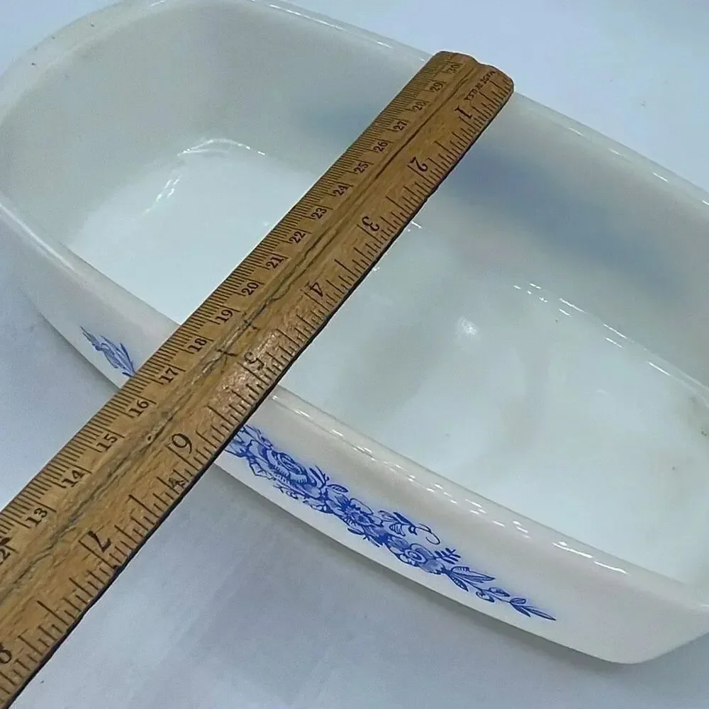 Vintage Federal Heat Proof casserole dish blue roses.